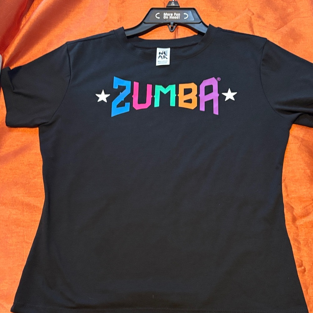 Zumba Fitness Black Tee with Multicolor Logo
